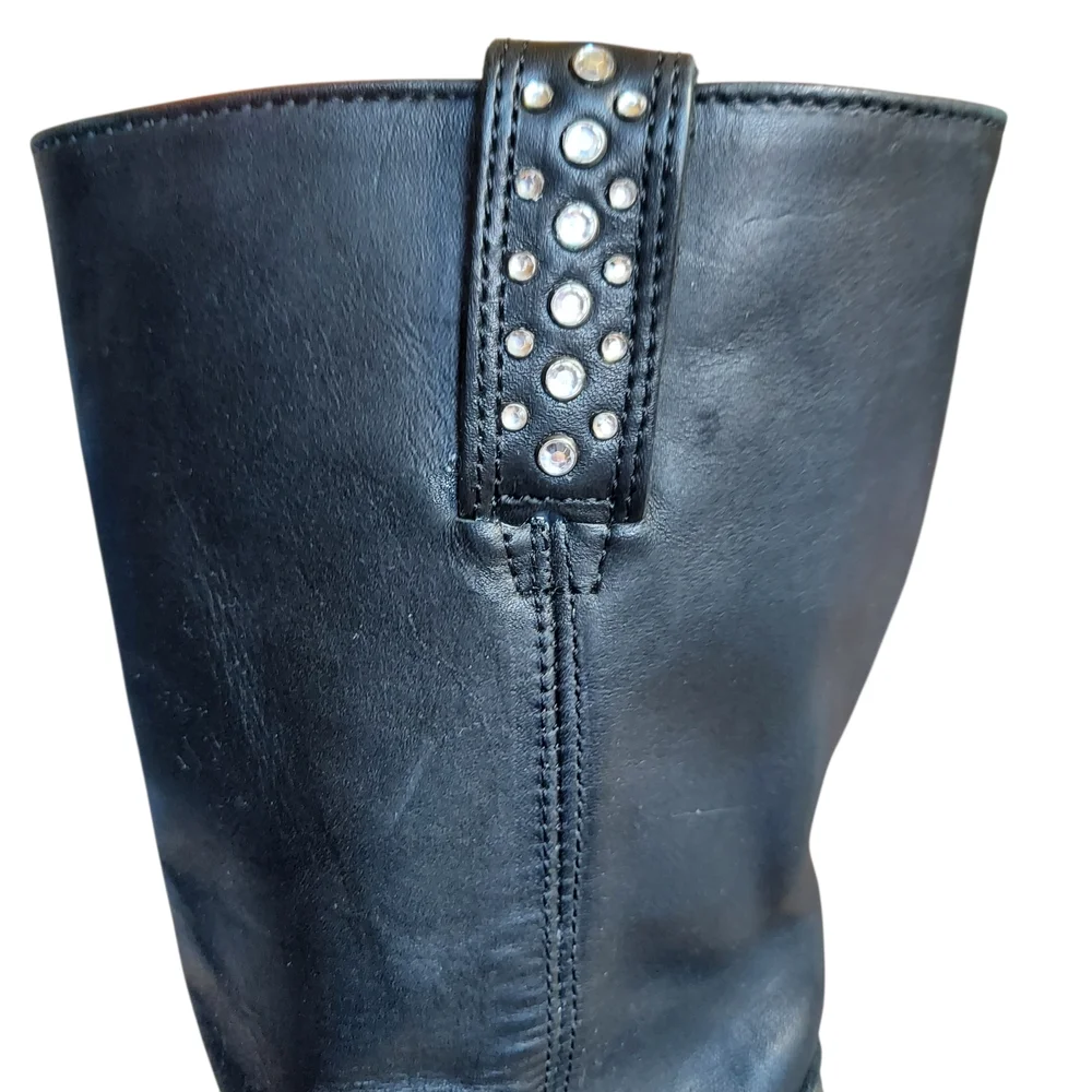 Harley-Davidson Studded Harness Motorcycle Boots Black Leather Mid Calf 7 - Picture 7 of 10